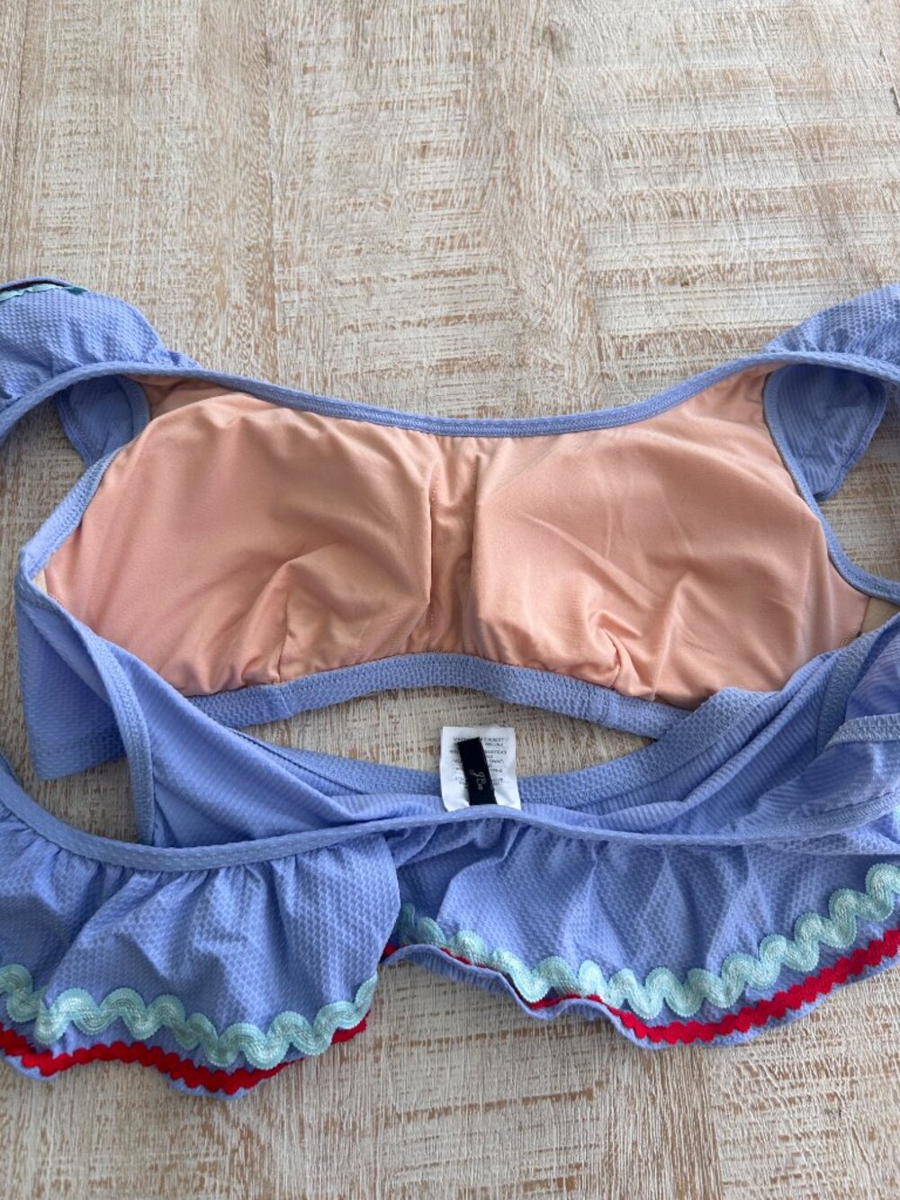 J Crew Ric Rac Ruffle Periwinkle Bikini Top only size Small - Picture 7 of 7